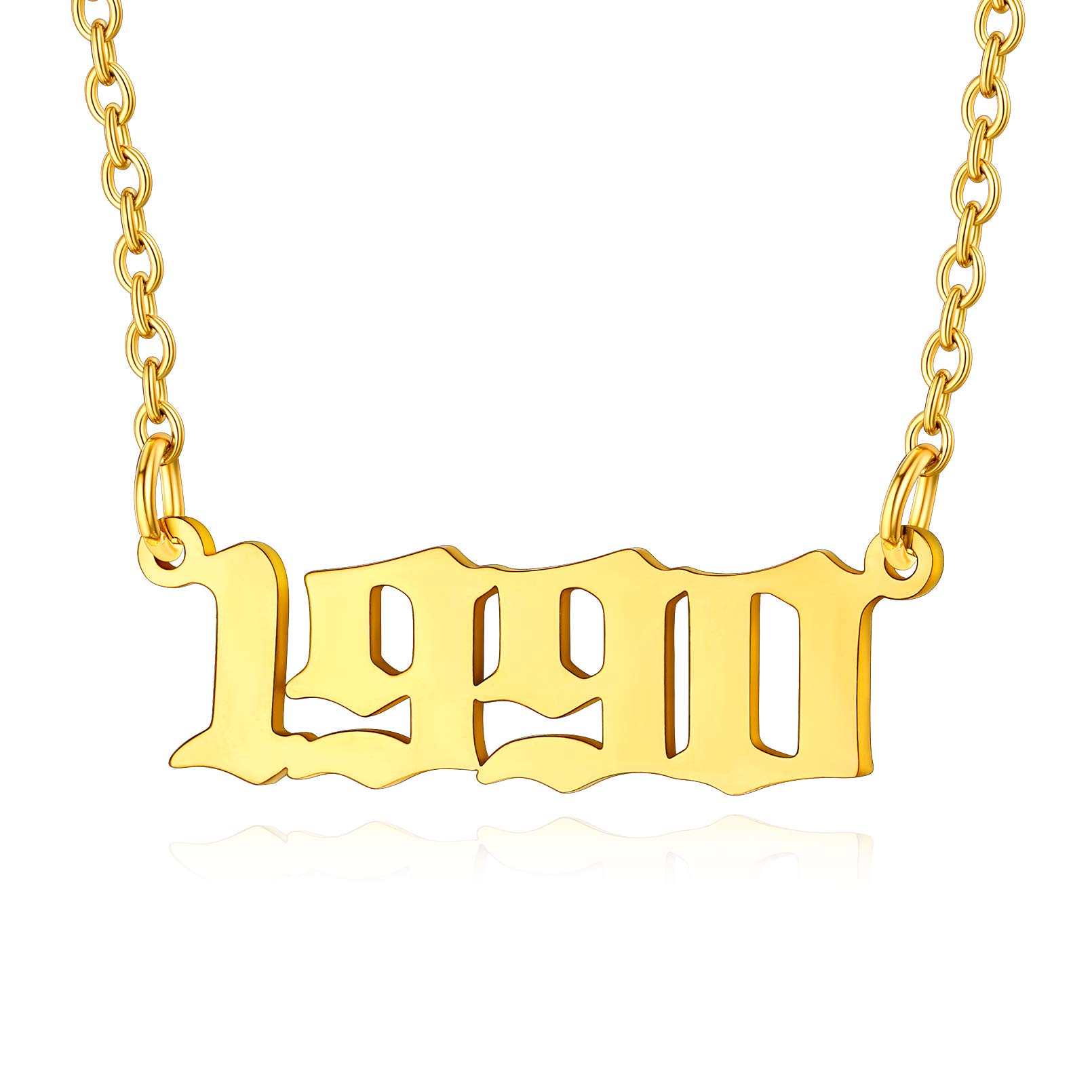 Custom4U Birthday Necklace 1990 Birth Year Necklace for Women