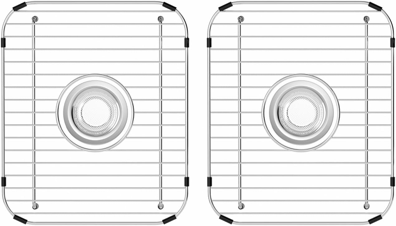 Photo 1 of 2 Pack Stainless Steel Sink Protectors for Kitchen Sink with Centered Drain Hole, 11.5" x 13.8" x 1.25" Kitchen Sink Grid Universal Sink Grate Sink Rack for Bottom of Sink with Sink Strainers