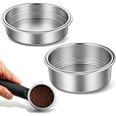 MBAIYO 2 Pcs Stainless Steel Coffee Filter, 51mm Pressurized Espresso Filter Basket for Portafilter Machines Espresso Machine Parts Compatible with 51mm Portafilter Coffee Machines (1 Cup+2 Cups)