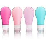 Portable Travel Bottles Set, AMMAX Leak Proof Squeezable Silicon Tubes Travel Size Toiletries Containers, TSA Carry On Approv