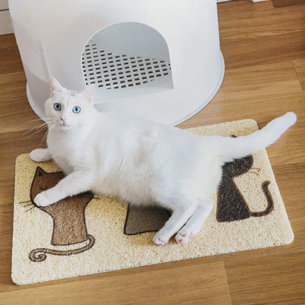 Cat Litter Mat Non-slip Cat Litter Tray Mat Large PVC Litter Mat Durable Waterproof Pet Feeding Mat for Cats, Dogs and Puppies(40x60cm), Super Soft for Cat's Paws