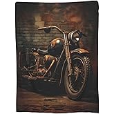 Turamurra Vintage Motorcycle Blanket Gifts for Men Women Throw Blanket for Couch Sofa Bedding Plush Throw Fleece Blanket Soft Warm Cozy for Kids Adults All Season 50"x60"