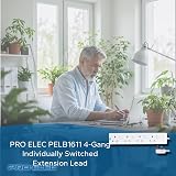 PRO ELEC PELB1611 4-Gang Individually Switched Extension Lead White 3m 13A view 4