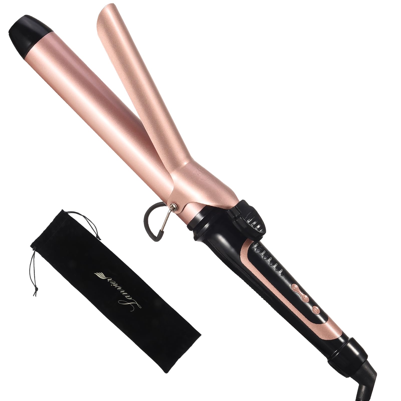 Photo 1 of LANVIER 1.25 Inch Long Barrel Curling Iron, 1 1/4 Inch Curling Iron for Medium to Long Hair up to 450F, Worldwide Dual Voltage Curler for Traveling, Waving Style Tool - Rose Gold