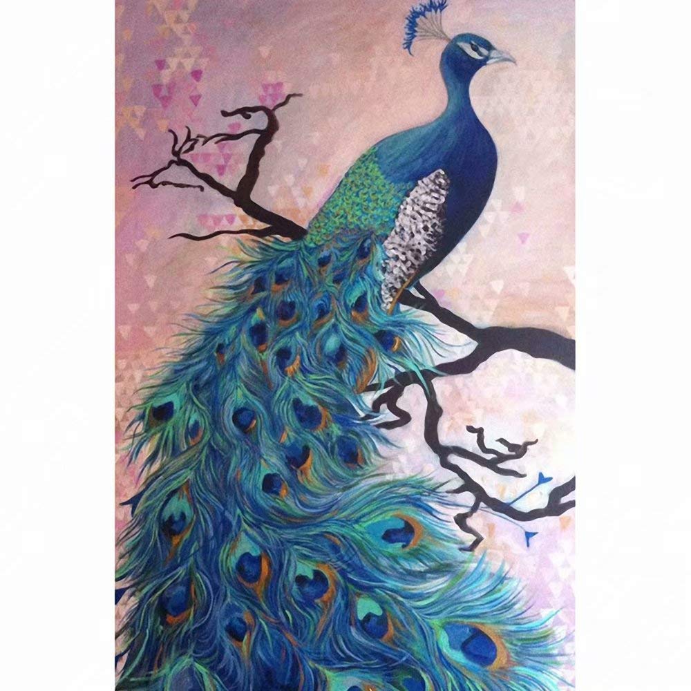 DIY 5D Diamond Painting Kit Full Drill Painting Diamond Sticker Stitch Painting Sets Blue Peacock Pa