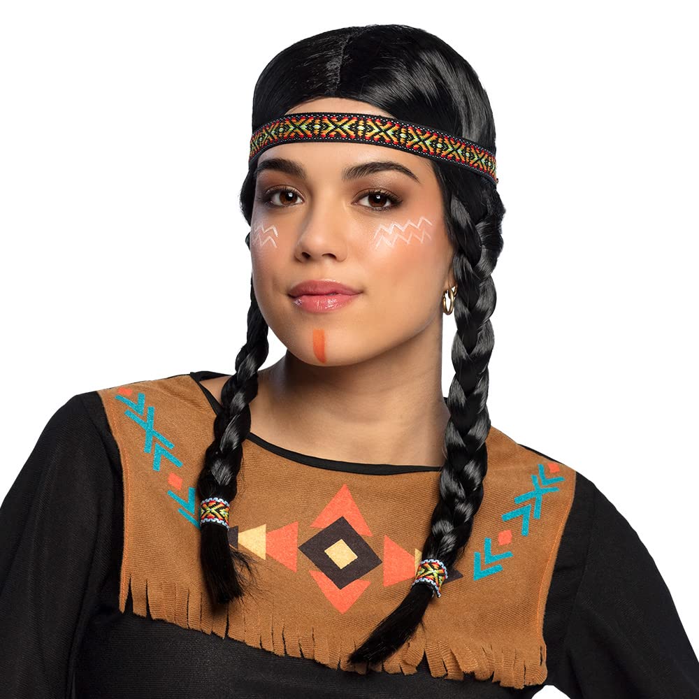 Native American Wig with Braids and Headband