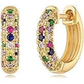 MYEARS Women Earrings Gold Huggie Hoop Ear Stud Cuff 14K Small Simple Hypoallergenic Everyday Jewelry