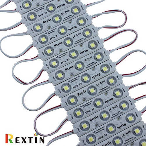 Rextin Super bright 200pcs 3 LED Module RED 5050 SMD 66-72LM Each Module Waterproof Decorative Light for Letter Sign Advertising Signs with Tape Adhesive Backside 3 Years Warranty