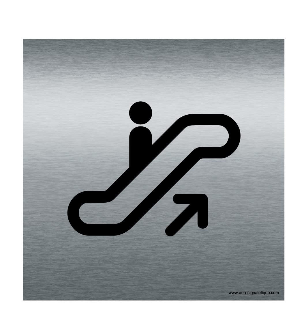 AUA SIGNALETIQUE - Plaque Alu Brossé Escalator - 130x130 mm