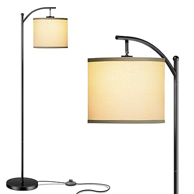 Buy Addlon Floor Lamp For Living Room With Beige Linen Lamp Shade And 9w Led Bulb Modern Standing Lamp Floor Lamps For Bedrooms Black Online In Indonesia B083yt69mp