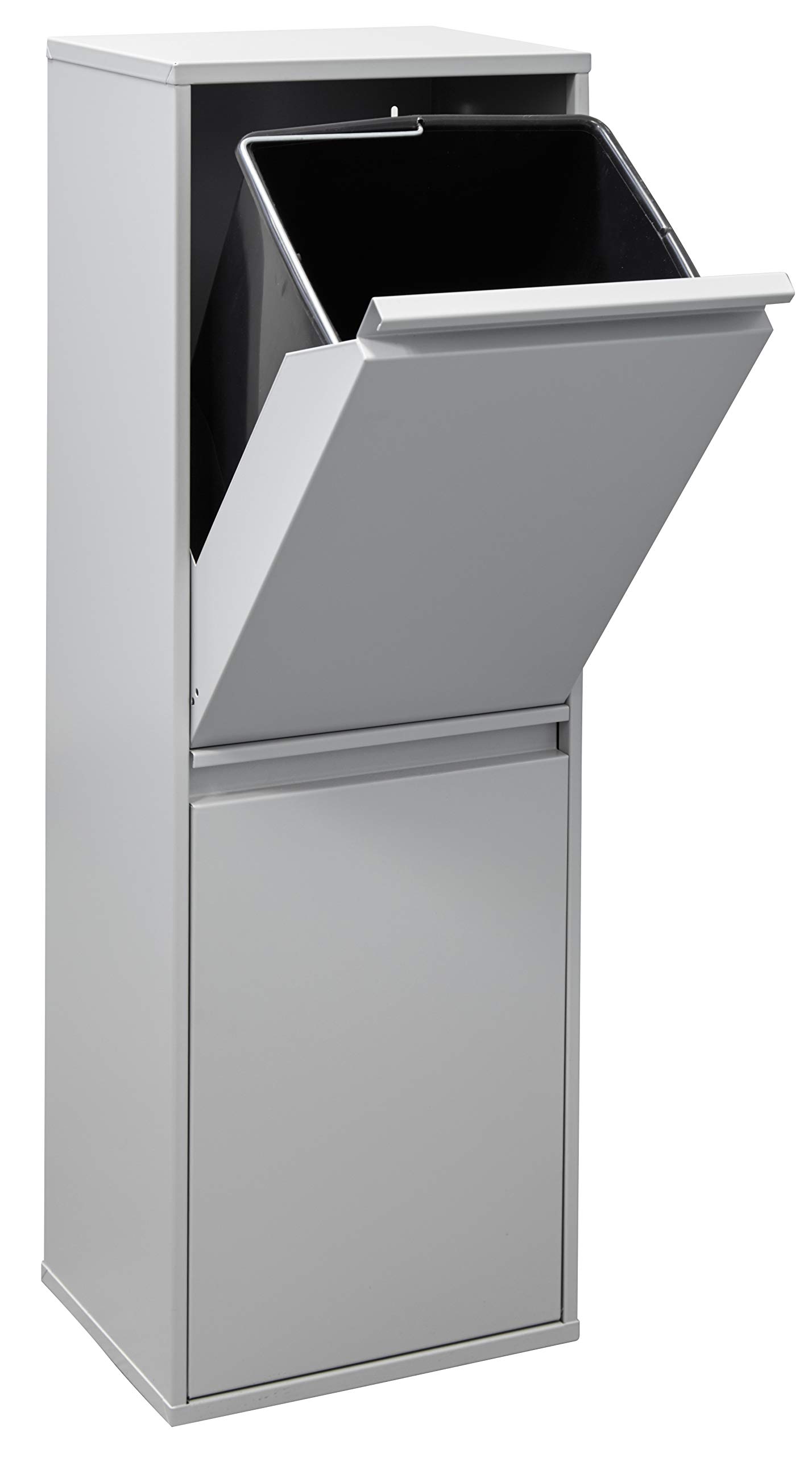 ARREGUI Basic CR202-B Waste Separation and Recycling Bin in steel with 2 buckets, 2 x 17 L (34 L), trash can, recycling cabinet, light grey