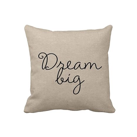 Amazon Com Dream Big Square Pillow Cover Cotton Linen Home