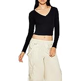 Forever 21 Womens Long-Sleeve V-Neck Crop Top
