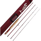Aventik Whisperer Fly Fishing Rod with Rod Tube | Fast action 6/7ft travel rod; Fits 0/1/2/3/4wt; 24T carbon blank; CNC burl wood reel seat
