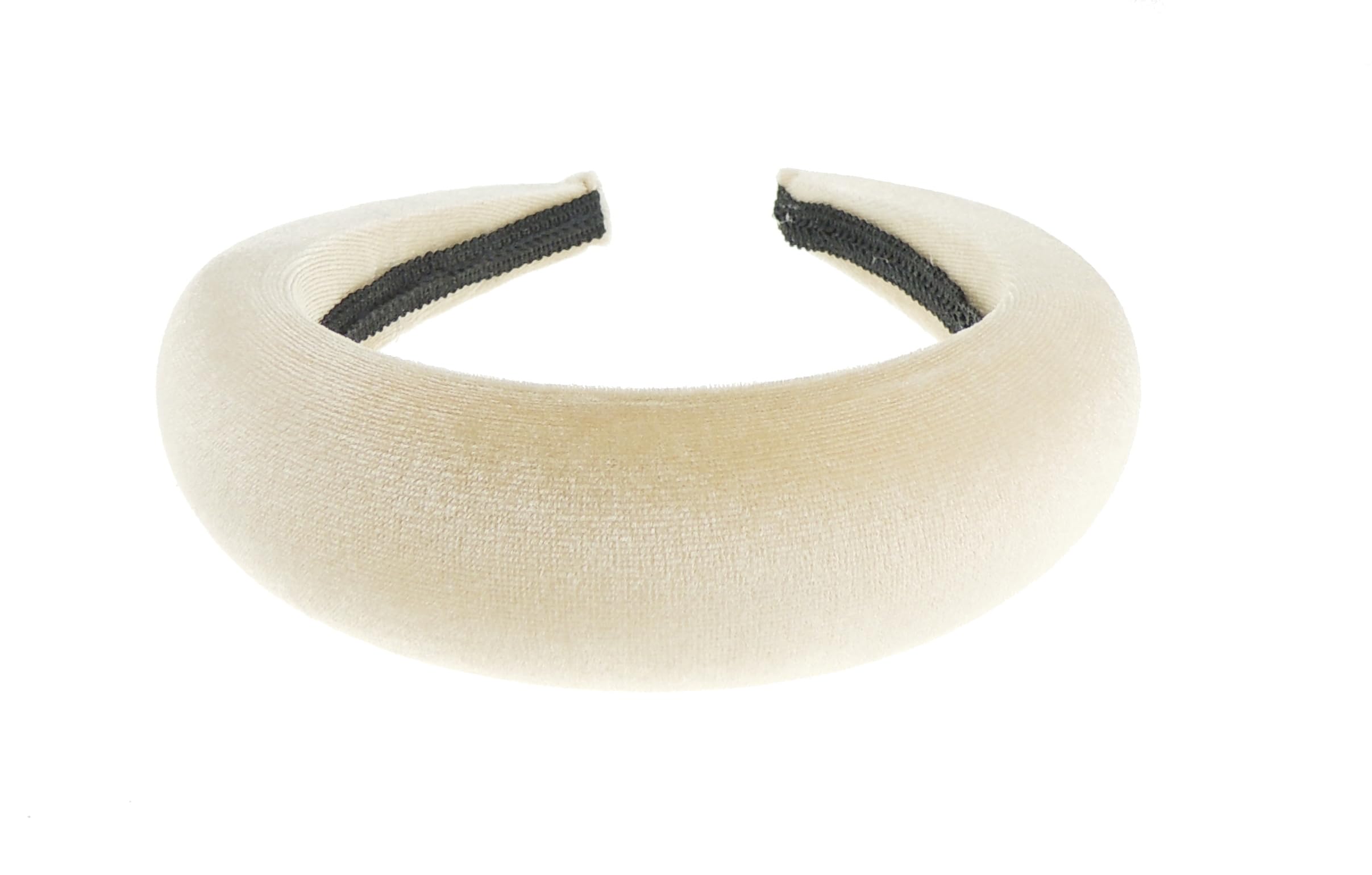 Girls Womens Occasion Wedding Christmas Bridal Evening Wide Thick Puffy Matador High Bump Padded Velvet Hairband Hair Accessories Headband Alice Band (Cream)