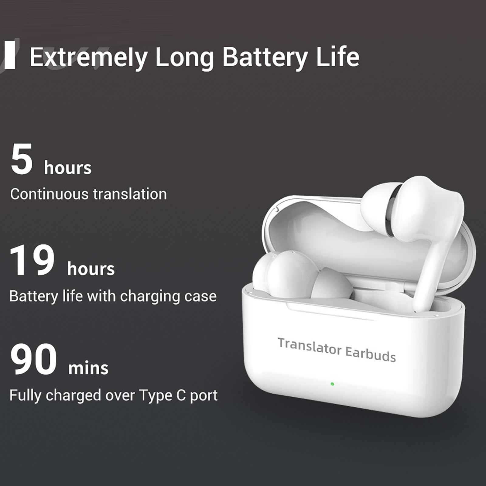 Language Translator Earbuds - Two-Way Translator Device - Offline Translation, Support 127 Languages Simultaneous Translation, Music and Calling 3-in-1 Wireless Translator Device (Black)