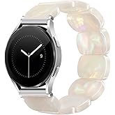 Newlibery Resin Stretchy Watch Bands 20mm Women Compatible with Samsung Galaxy Watch 7/6/5/4/FE/Active2 40mm 44mm/6 Classic 43mm 47mm/5 Pro 45mm/4 Classic 46mm 42mm Tortoise Bracelet Elastic Strap