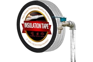 MRPAPA 2 Inch Pipe Insulation Wrap Tape, Foam Pipe Insulation 2 inchx32.8Ft Outdoor Foam and Foil Pipe Wrap Insulation Tape Self Adhesive for Winter Freeze Protection