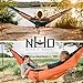 Double Camping Hammock - Portable Two Person Parachute Hammock for Outdoor Hanging. Heavy Duty & Lightweight, Best for Backpacking & Travel. Sunset Edition (Black/Orange)