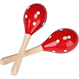 Maracas, Wooden Rumba Shaker Rattle Hand Percussion Musical Instrument for Adults Kids, Set of 2