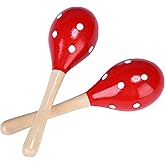 Maracas, Wooden Rumba Shaker Rattle Hand Percussion Musical Instrument for Adults Kids, Set of 2