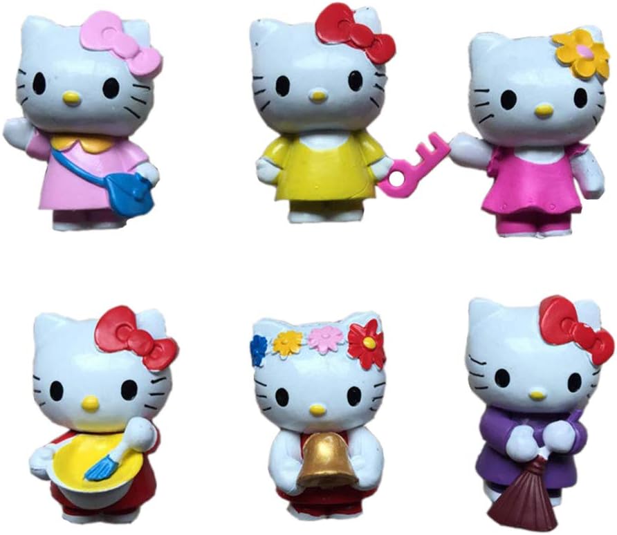 6pcs Japan Cartoon Anime 3.5cm Mini Kawaii Hello Kitty Action Figures KT cat Cake Figurine Decoration Girls Love Toys Gift