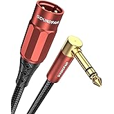 SOUNDFAM XLR Male to 1/4" 90° Right Angle 6.35mm TRS to XLR Male Balanced Interconnect Cable for Guitar, Subwoofer, Mixer, Amplifier(10 Feet/3 Meter)