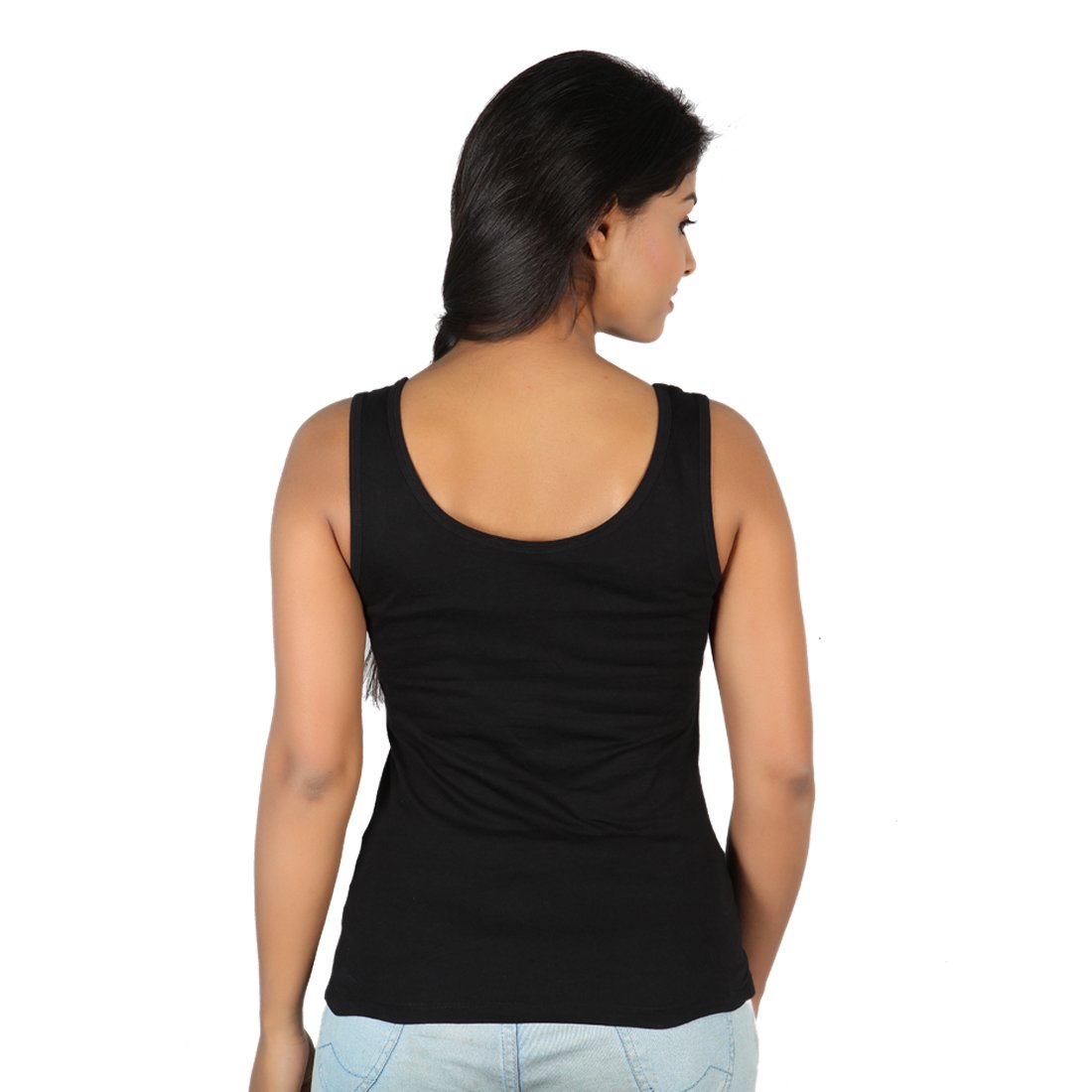 letizia women's round neck tank top pack of 2 (blue & black)