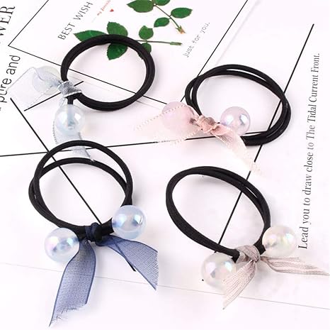 Amazon Co Jp シュシュ シンプルなパール花の髪のロープヘアアクセサリーレース浮上ヘッドロープの件の小品 キレイ おしゃれ 手作り Color Photo Color Size M ホーム キッチン