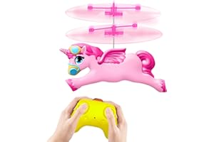 TCVENTS Unicorn Remote Control Helicopter, Flying Unicorn Toys for Girls Age 6-8 9-14 Years and Up, Rechargeable 2 Channel Rc Helicopter Mini Drone Flying Toy with LED Lights for Kids Indoors Birthday Gift