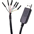 Suamdoen USB to TTL UART Serial 5V 3.3V Adapter Converter Cable 4 Pin 0.1 inch Pitch Female Socket TTL-232r-RPI Debug Cable with FT232RL Chip (Logic 3.3v Level)