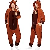 pewjury Halloween Costume Adult Onesie - Flannel Cosplay Animal Onesie Pajamas for Women and Men