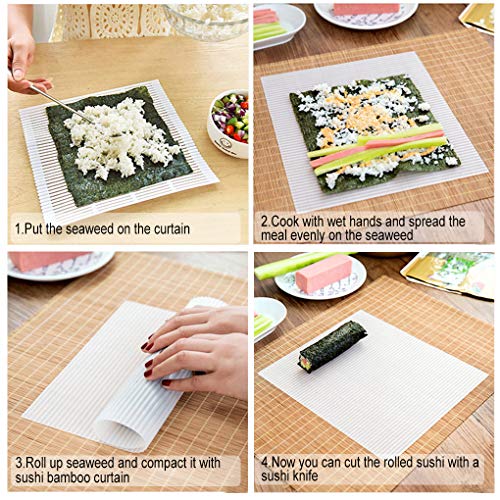 Yolyoo Sushi Kit Rolling Mats for Sushi Making 1x Rice Paddle, 6x Silicone Baking Cups and 2 Chopsticks