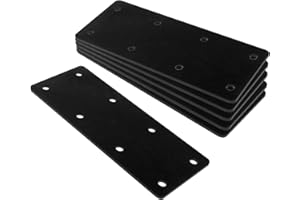 OTTFF 6 Pcs Black Flat Straight Mending Plate, 6-1/2" x 2-5/8" Steel Repair Brace Bracket, 2.9mm Thick