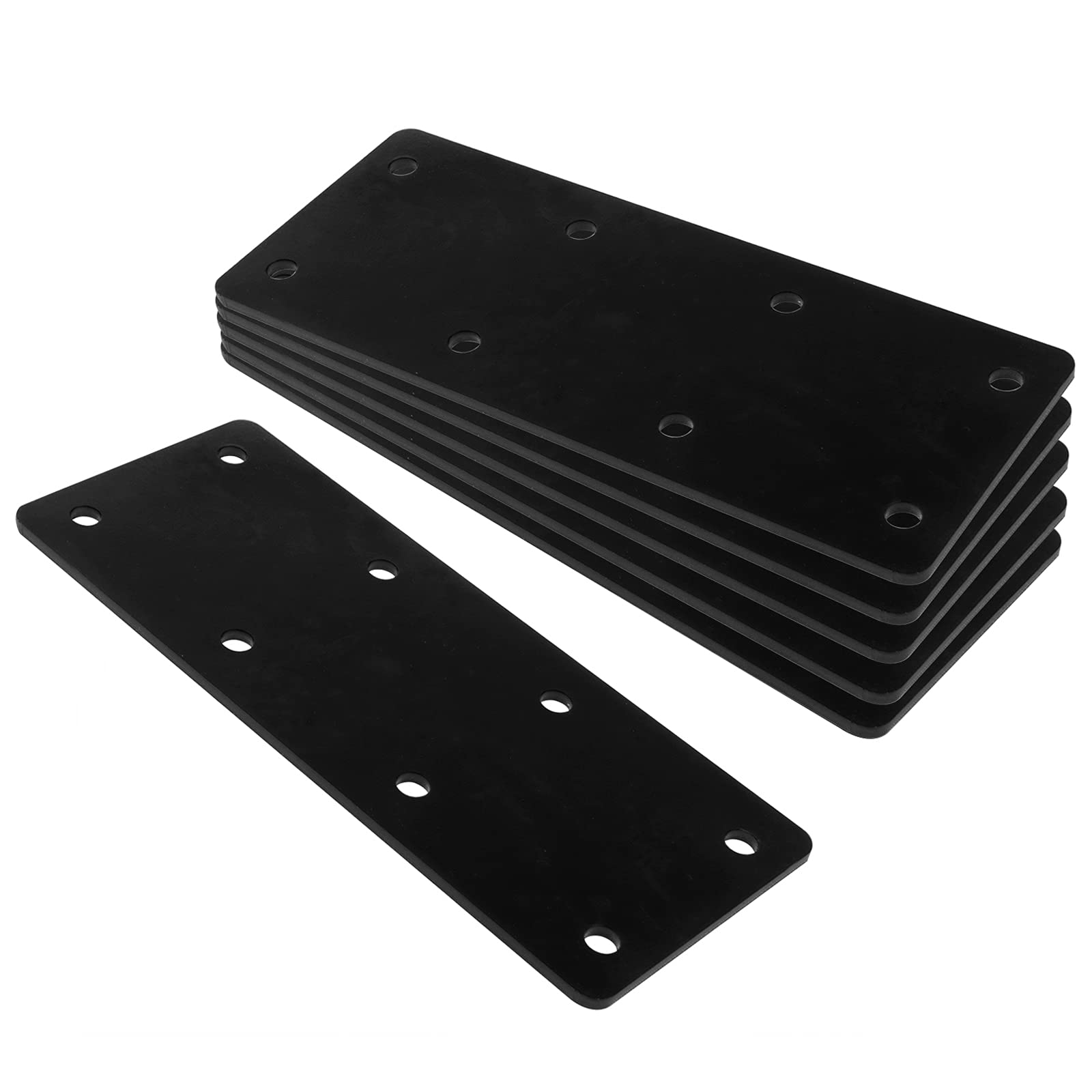 6 Pcs Black Flat Straight Mending Metal Plate with 8 Predrilled
