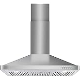 COSMO COS-63190 36 in. Vista Collection 380 CFM Ducted Wall Mount Range Hood, Button Controls, LED Lights, Stainless Steel