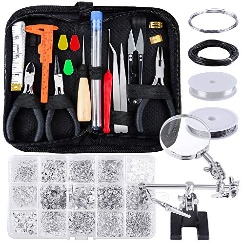 PP OPOUNT 22 Pieces Jewelry Making Kit with Jewelry Wires Magnifier