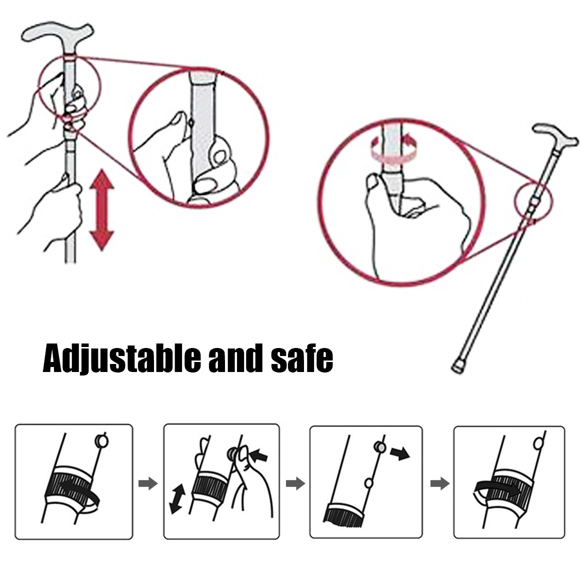 Folding Cane with Carrying Bag - Walking Cane Stick for Men & Women Adjustable ,Collapsible, Lightweight, Portable & Comfortable Handles by YAMISR (Black)