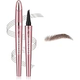 Microblading Eyebrow Pen,3D Waterproof Eyebrow Pencil with 4 Fork Tip,Natural Long-Lasting Smudge-proof Fine Stroke Eyebrow Pencil for Women (Black Brown)