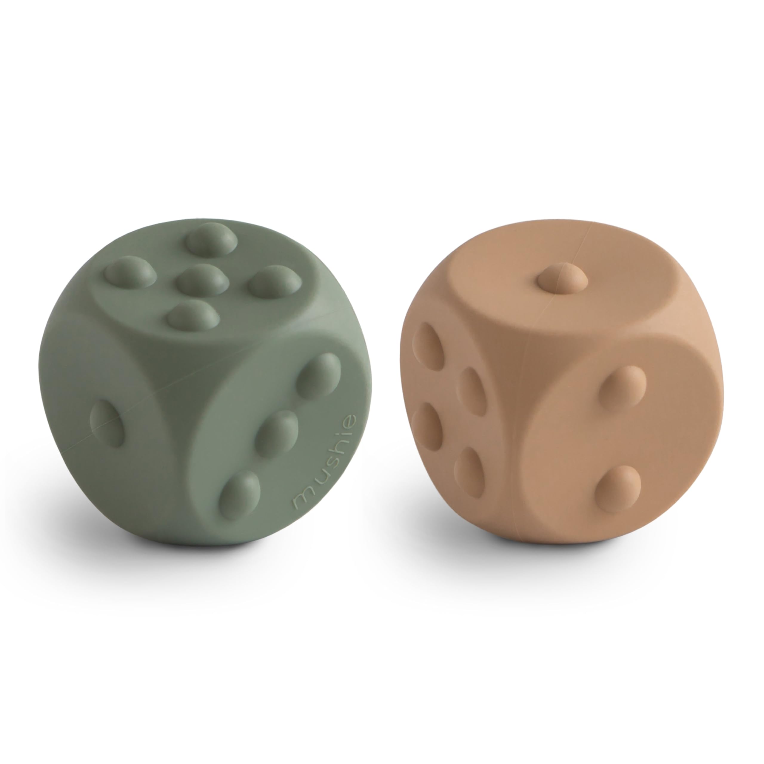 Mushie Dice Press Toy 2-pack | Sensory Toy to Press and Pop | Development of fine motor skills | Teach Simple Arithmetic | 100% Food Silicone (Dried Thyme/Natural)
