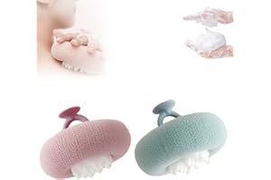 YILIA Super Soft Sunflower Suction Cup Bath Ball, 2025 New 2-in-1 Sunflower Bathing Ball with Finger Rings, Exfoliating Bath Sponge Cleaning Brush, Shower Loofah Sponge for Women & Men (Purple+Green)