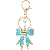 SORGERLY Sparkly Bow Bag Charm Keychain - Rhinestone Bow Key Chain for Women - Cute Purse Handbag Charms Accessories