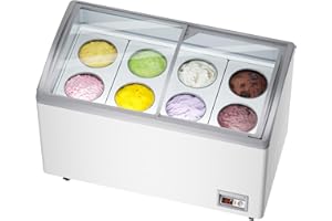 LCEKY 13 Cu.Ft Chest Freezer 51 in Commercial Ice Cream Display Case Restaurant Gelato Dipping Cabinet Top Deep Freezer with 8 * 3 Gallons Large Tubs