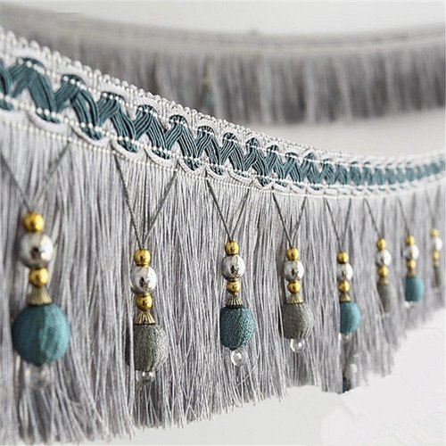 2yards Braided Beads Hanging Ball Tassel Fringe Trimming Applique