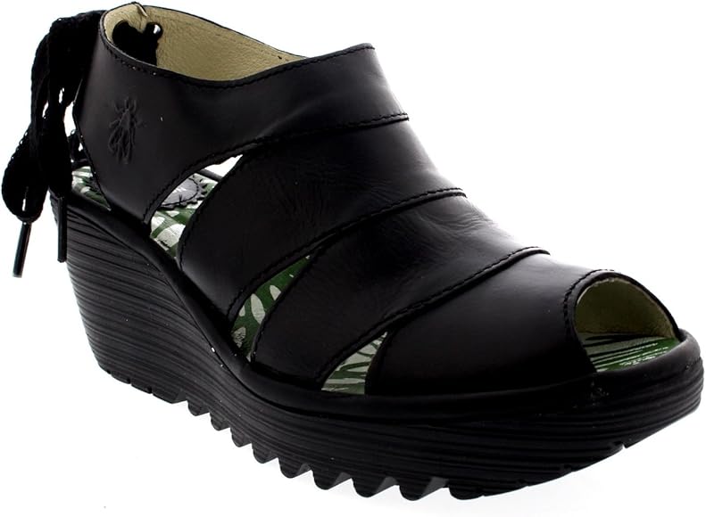 peep toe wedges black