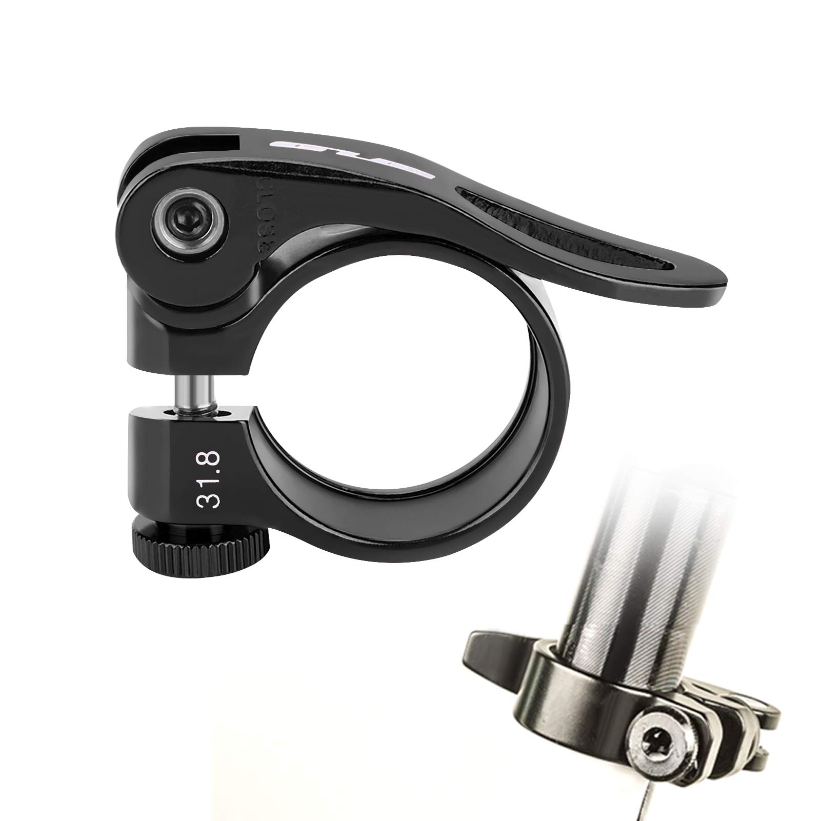Bike Seat Post Clamp, 31.8mm Aluminium Alloy Bicycle Quick Release Seatpost Collar(Black)
