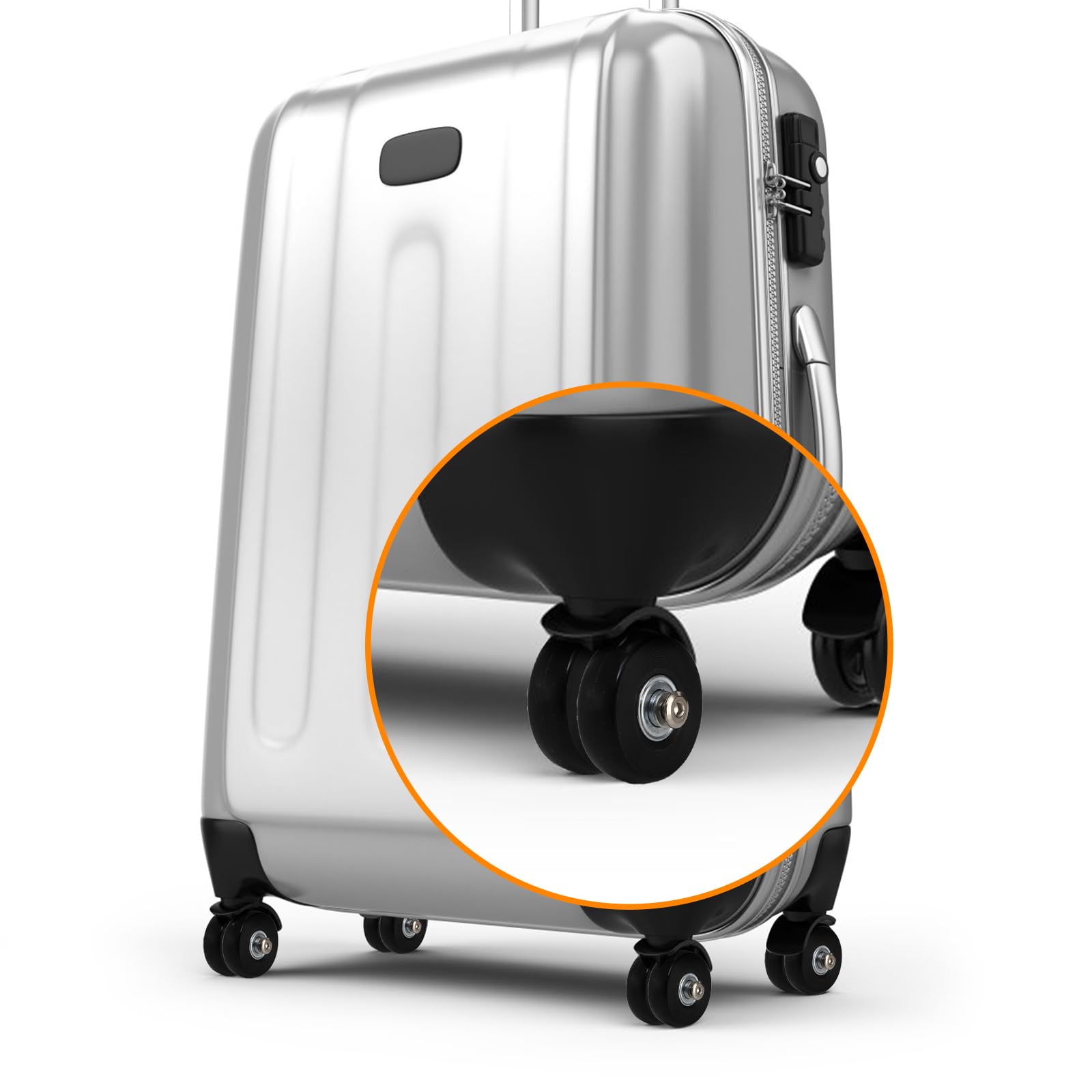 ZOOFOX Set of 8 Luggage Suitcase Replacement Wheels, 50 x 18mm PU Caster Wheels Bearings Repair Kits, Shelf Replacement Wheels for Luggage