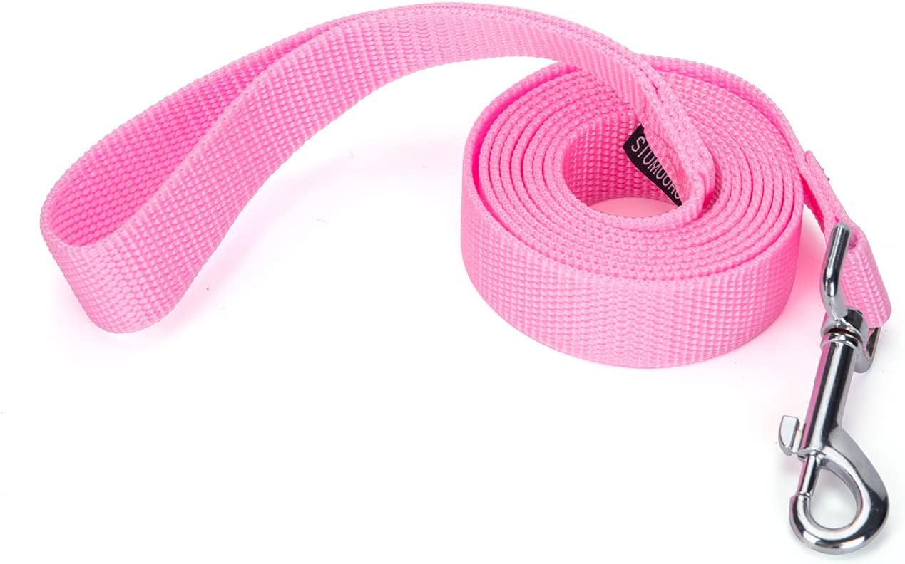 Siumouhoi Strong Durable Nylon Dog Training Leash, 1 Inch Wide Traction Rope, 6 ft Long, for Small and Medium Dog (Pink, 6 Feet)