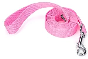 Siumouhoi Strong Durable Nylon Dog Training Leash, 1 Inch Wide Traction Rope, 6 ft Long, for Small and Medium Dog (Pink, 6 Feet)