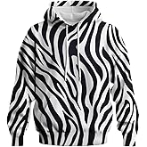 Rebaike Novelty Long Sleeve Hoodie Funny Fashion Zebra Graphic Sweatshirts
